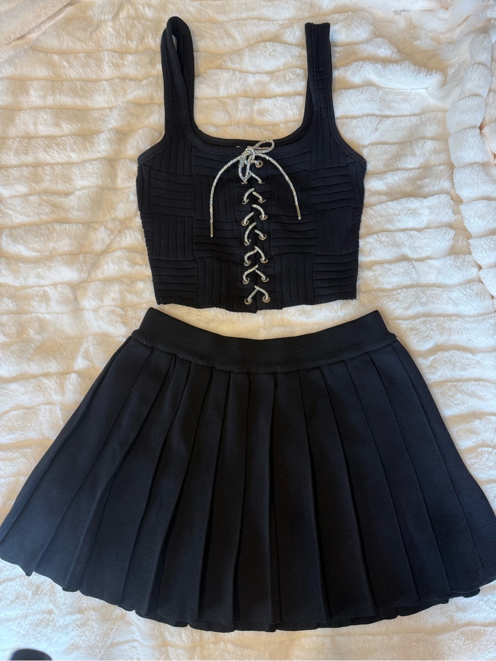 Black Pleated Mini Skirt - Women's Skirt